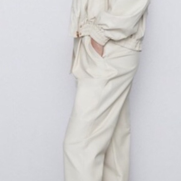 Zara Women 100% Leather High Waist Pleated Slouchy Pants - Picture 7 of 13